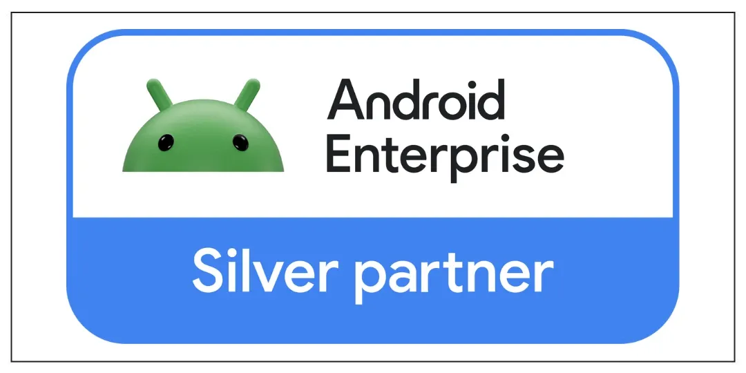 Android Enterprise Silver partner badge featuring the green Android robot logo.