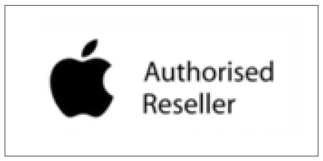 Black Apple logo next to 'Authorised Reseller' text on a white background.