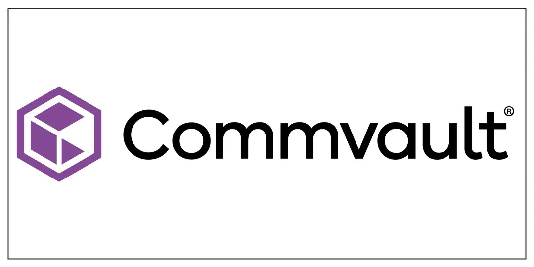Commvault logo with a stylized purple cube icon next to the company name.